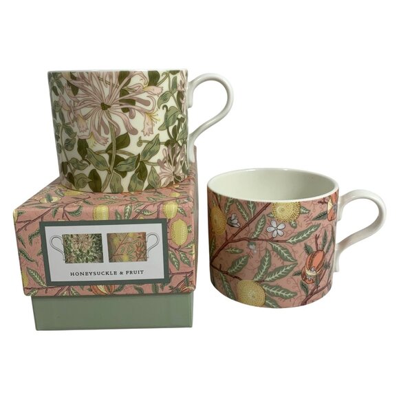Set of Two Spode William Morris Fruit/Honeysuckle Mug Pair NIB Shabby Chic - Picture 2 of 4